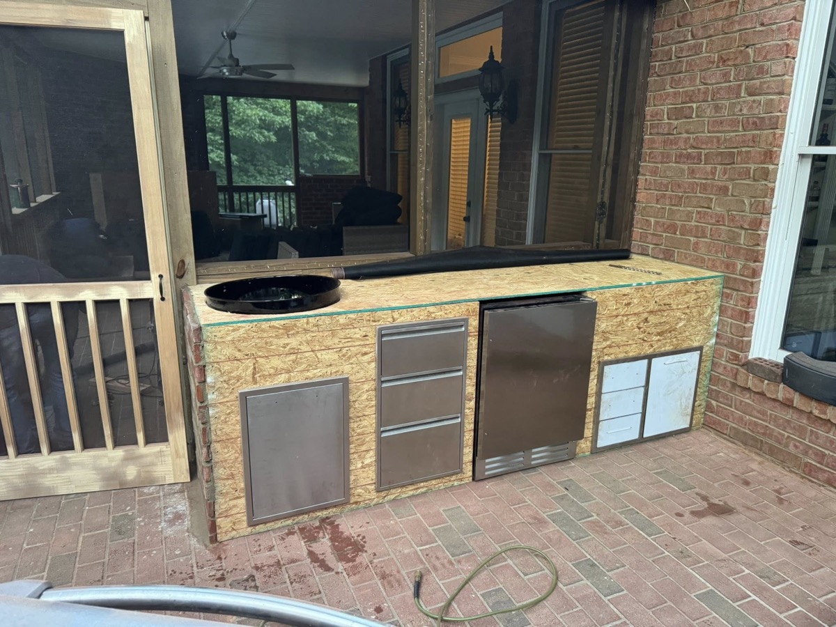 Outdoor kitchen build in progress